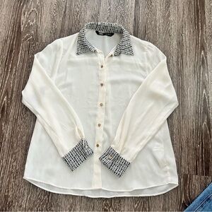 Zara White Blouse with Black Accents